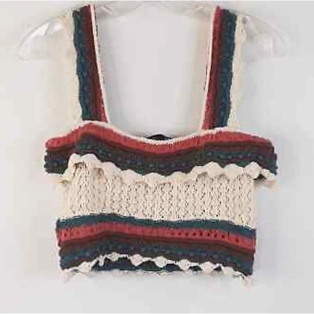 Zara Crochet Knit Crop Top L